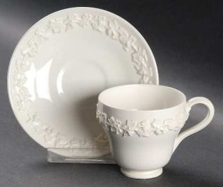 Wedgwood Cream Color On Cream Color (Plain Edge) Footed Demitasse Cup & Saucer S