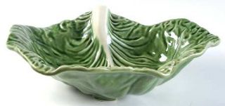 Bordallo Pinheiro Cabbage Green 13 Footed Bowl, Fine China Dinnerware   Green E