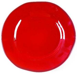 Tabularasa Rustic Red Salad Plate, Fine China Dinnerware   Bright Red, Antiqued