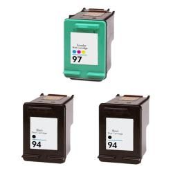 Hewlett Packard 94/97 Black/color Ink Cartridge (pack Of 3) (remanufactured) (Black/ coloredBrand HPModel 94/97Quantity Three (3) (2 Black, 1 Color)Maximum yield 540 / 420 with 5 percent coverageCompatible With HP   Deskjet; 460, 460c, 460cb, 460wbt,
