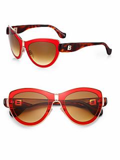 Balenciaga High Tech Cats Eye Sunglasses   Red Brown