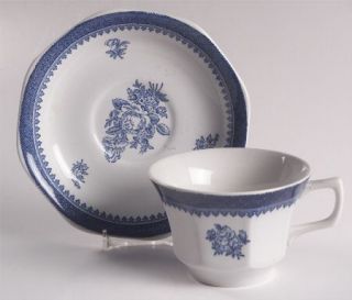 Wedgwood Springfield Flat Cup & Saucer Set, Fine China Dinnerware   Blue Band, B