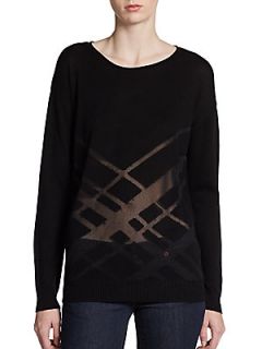 Silk/Cashmere Crisscross Knit Pullover