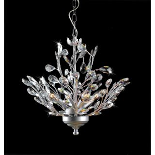 Holly 4 light Silver And Crystal Leaves Chandelier