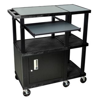 H. Wilson Extra Wide Presentation Station (BlackDoes it Roll 4 inch castersShelves Three (3) shelvesExtra Wide Presentation Station that is ideal for visual presenters, document cameras and portable overhead projectorsMultiple Shelves accept any combina