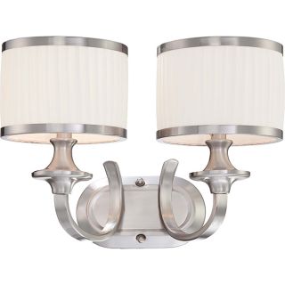 Candice Nickel And Flat Pleated White Shades 2 light Vanity Fixture