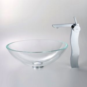 Kraus C GV 100 12mm 14600CH Exquisite Crystal Crystal Clear Glass Vessel Sink an