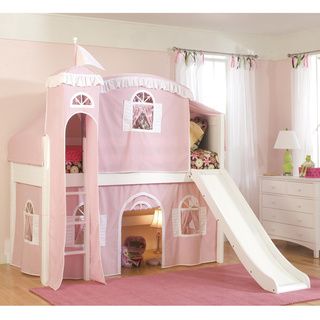 Twin Loft Castle Tower Playhouse Bed With Slide And Ladder
