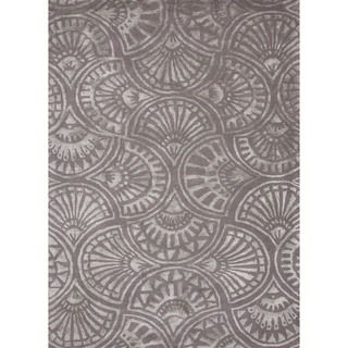 Hand tufted Transitional Gray Wool/ Silk Rug (36 X 56)
