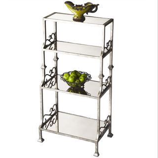 Mirrored Metal 4 shelf Etagere (Metallic Materials Mirrored shelves, metal frame Finish MetalworksDimensions 48 inches high x 14 inches wide x 11 inches long Number of shelves 4Please note Orders of 151 pounds or more will be shipped via Freight carr