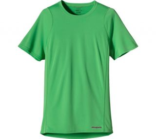 Womens Patagonia Short Sleeved Fore Runner Shirt   Aloe Green/Whiskey Plum Shor