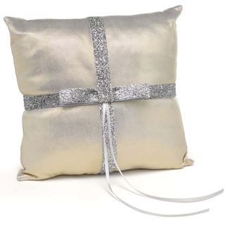 Hortense B. Hewitt Metallic Gold Silver Sparkle Ring Pillow (Metallic gold wiith silver glitter bowDimensions 4 inches high x 8 inches wide x 8 inches long )