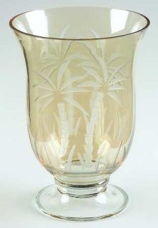 Lenox British Colonial Amber 1 Piece Open Hurricane/Vase   Amber Bowl,Cut Palm T