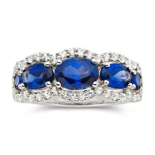 Lab Created Blue & White Sapphire Band Ring, Womens