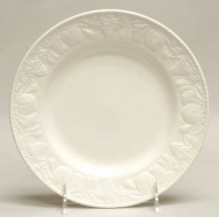 International Devonshire Salad Plate, Fine China Dinnerware   White W/Embossed F