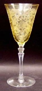Fostoria Versailles Topaz Wine Glass   Stem #5099, Etch#278, Topaz