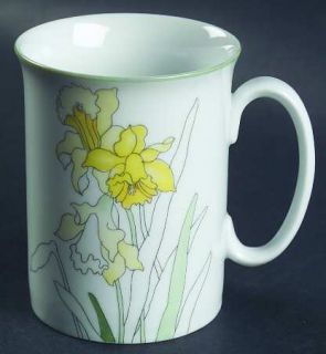 Block China Daffodil Mug, Fine China Dinnerware   Watercolors,Goertzen,Yellow Fl