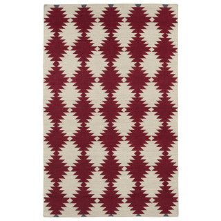 Flatweave Tribeca Red Wordly Wool Rug (5 X 8)