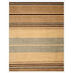 Hand tufted Alden Beige Stripe Wool Rug (79 X 99)