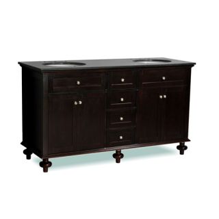 Belmont Decor DT14D460 Bathroom Vanity, Colonial 60 Double Sink, 4 Drawer, Natural Marble Counter Espresso