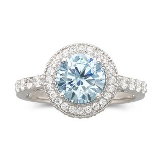 DiamonArt Cubic Zirconia Blue & White Engagement Ring, Womens
