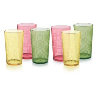 Creative Bath 24 oz. Etched Tumblers in Assorted Colors   Set of 6 Multicolor  