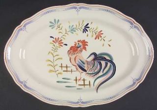 Longchamp Chanticleer 13 Oval Serving Platter, Fine China Dinnerware   Rooster