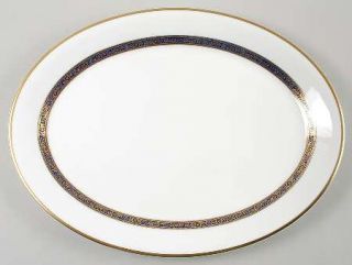 Royal Doulton Harlow 16 Oval Serving Platter, Fine China Dinnerware   Blue Flow