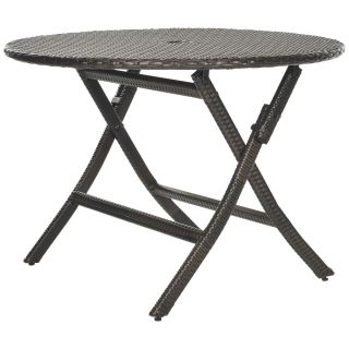 Safavieh Outdoor Living Brown Pe Wicker Round Folding Table (BrownMaterials Aluminum, and PE wickerFinish WickerWeather resistantUV protectionDimensions 29.1 inches high x 40.9 inches wide x 40.9 inches deepWeight 10 poundsItem arrives fully assembled