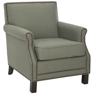 Safavieh Mansfield Grey Club Chair (GreyMaterialsLinen fabric, woodFinish MahoganySeat height 17.7 inchesDimensions 31.7 inches high x 28 inches wide x 25.5 inches deepNumber of boxes this will ship in 1 )