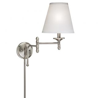 Swing Arm 1 light Plug in Antique Pewter Wall Lamp