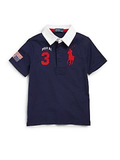 Ralph Lauren Toddlers & Little Boys American Flag Rugby Shirt   Newport Navy