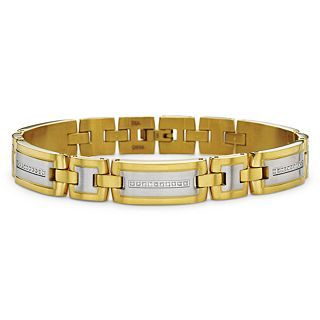 Mens 1/5 CT. T.W. Diamond Stainless Steel Bracelet, Yellow