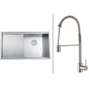 Ruvati RVC2367 Combo Stainless Steel Kitchen Sink and Stainless Steel Set