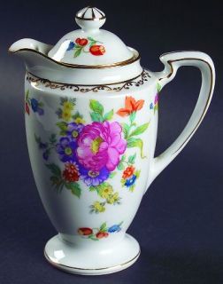 Noritake Dresdlina Large Syrup with Lid, Fine China Dinnerware   Gold Scroll Bor