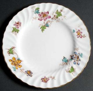 Minton Vermont Salad Plate, Fine China Dinnerware   Red Flowers,Blue/Green Leave