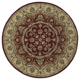 Hand tufted Scarlett Burgundy Flower Round Wool Rug (79)