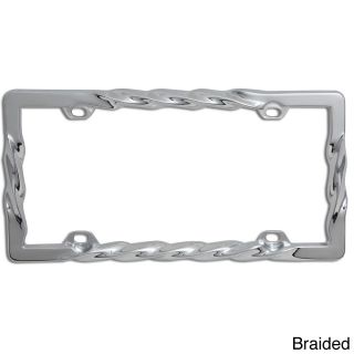 Oxgord Single piece Designer Zinc Auto License Plate Frames (SilverPattern options Standard (thick bottom), standard (thin bottom), standard (rounded), diamond plate, fish, beach ladies (facing in), palm trees, cobras, beach ladies (facing out), eagleMat