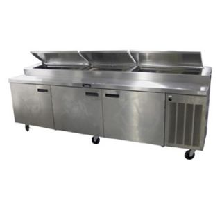 Delfield 114 in Refrigerated Pizza Table w/ 3 Doors & 24 Pan Capacity, 115V