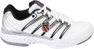 Mens K Swiss Bigshot   White/Silver/Black Tennis Shoes