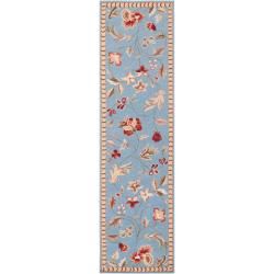 Hand hooked Blue Tarouba Wool Rug (23 X 8)