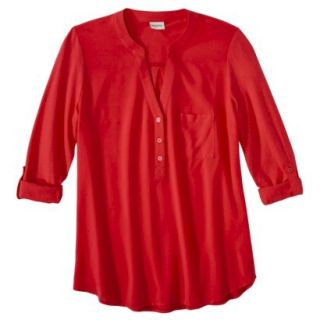Merona Womens Knit To Woven Popover Top   Wowzer Red   S