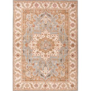 Hand tufted Traditional Oriental Pattern Blue Rug (96 X 136)