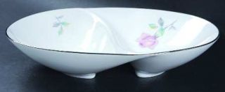 Sango Etude 11 Oval Divided Vegetable Bowl, Fine China Dinnerware   Pink Roses