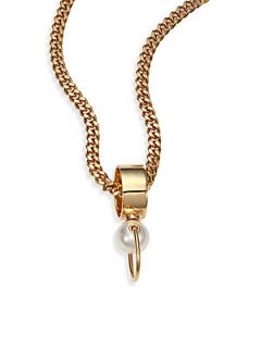 Chloe Darcey Convertible Ring/Pendant Necklace   Gold Pearl