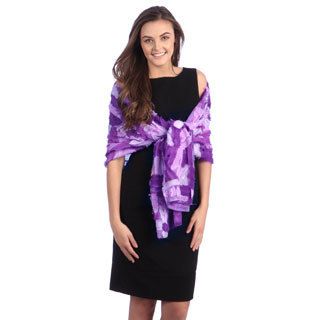 Selection Privee Paris Womens Purple Lilac Patchwork Dressy Silk Shawl Wrap