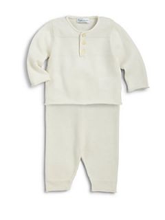Ralph Lauren Infants Two Piece Henley Top & Pants Set   Cream