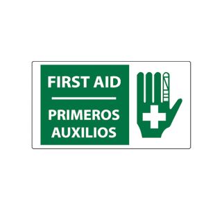Nmc Vinyl Bilingual Emergency Sign   18X10   First Aid