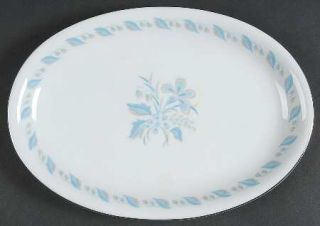 Abalone Sky Flower 12 Oval Serving Platter, Fine China Dinnerware   Blue/Gray F