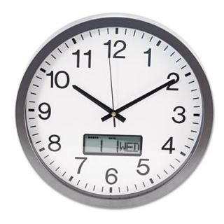 Universal Round Wall Clock with LCD Inset
